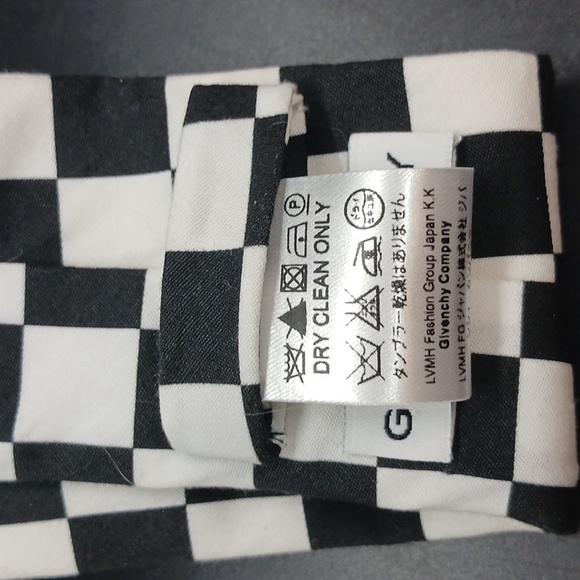 GIVENCHY PARIS  100% Cotton Tie  Skinny  Checkered Black & White  57 Inches Long - Picture 5 of 5